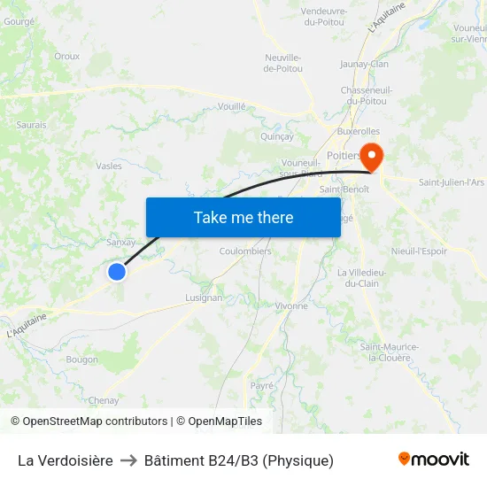 La Verdoisière to Bâtiment B24/B3 (Physique) map