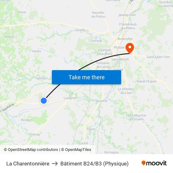 La Charentonnière to Bâtiment B24/B3 (Physique) map