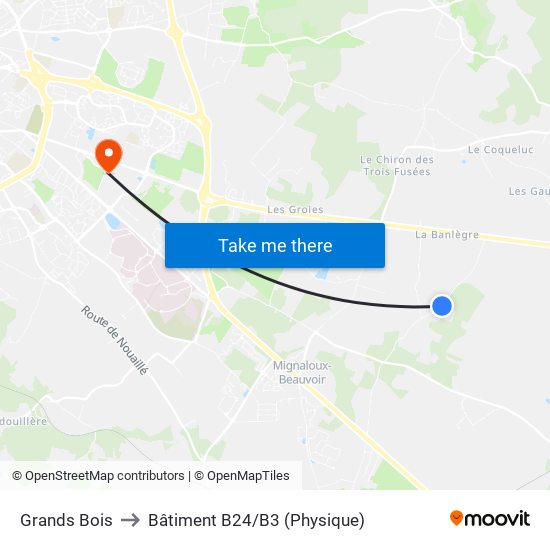 Grands Bois to Bâtiment B24/B3 (Physique) map