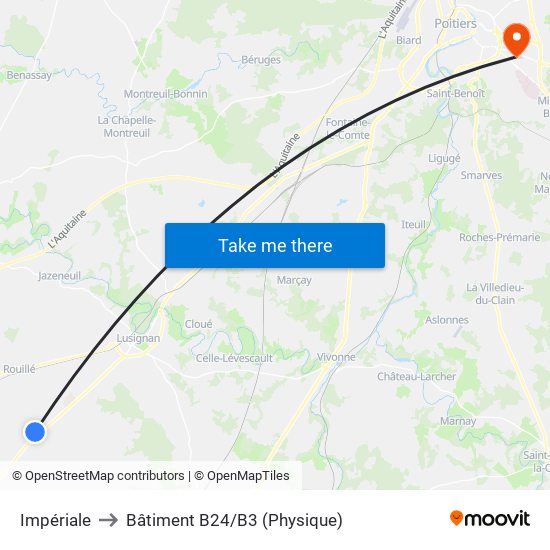 Impériale to Bâtiment B24/B3 (Physique) map