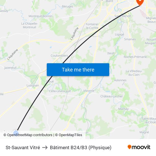 St-Sauvant Vitré to Bâtiment B24/B3 (Physique) map