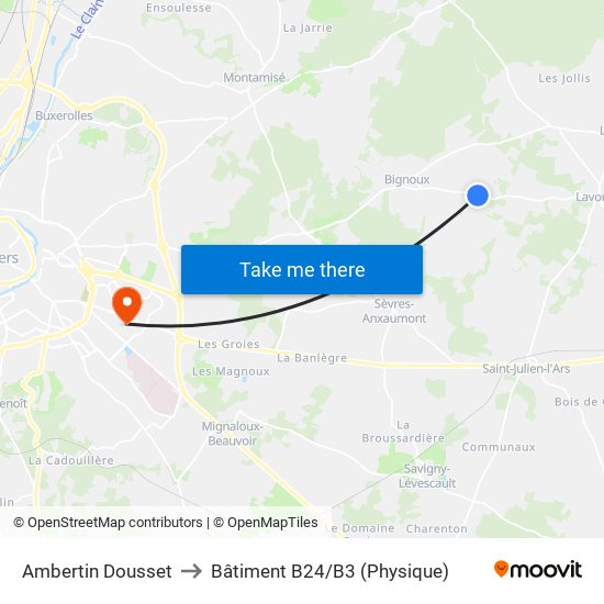 Ambertin Dousset to Bâtiment B24/B3 (Physique) map