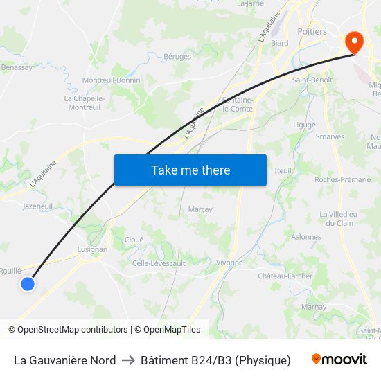 La Gauvanière Nord to Bâtiment B24/B3 (Physique) map