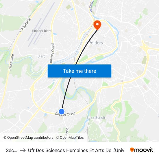 Sécatol to Ufr Des Sciences Humaines Et Arts De L'Université De Poitiers map