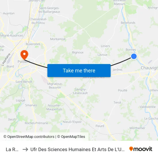 La Ronde to Ufr Des Sciences Humaines Et Arts De L'Université De Poitiers map