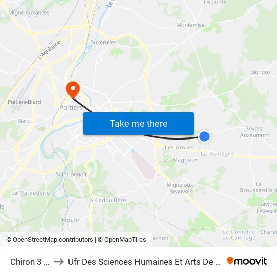 Chiron 3 Fusées to Ufr Des Sciences Humaines Et Arts De L'Université De Poitiers map