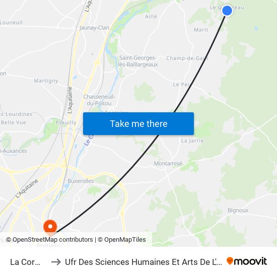 La Cormaillère to Ufr Des Sciences Humaines Et Arts De L'Université De Poitiers map