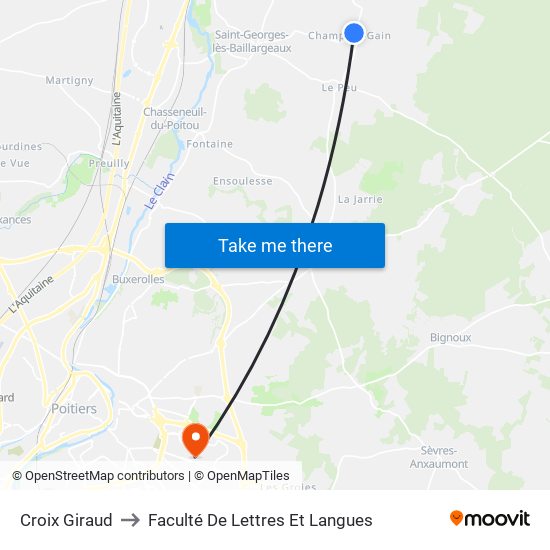 Croix Giraud to Faculté De Lettres Et Langues map