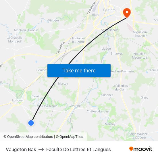 Vaugeton Bas to Faculté De Lettres Et Langues map