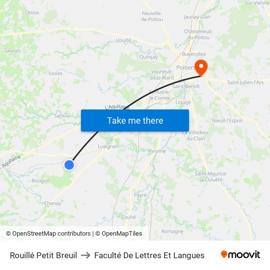 Rouillé Petit Breuil to Faculté De Lettres Et Langues map