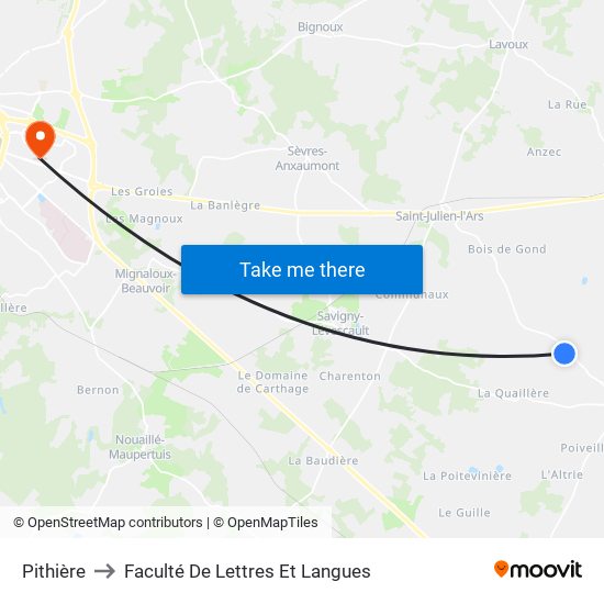 Pithière to Faculté De Lettres Et Langues map