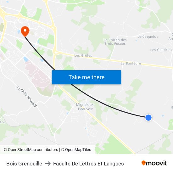 Bois Grenouille to Faculté De Lettres Et Langues map