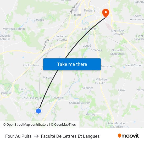 Four Au Puits to Faculté De Lettres Et Langues map