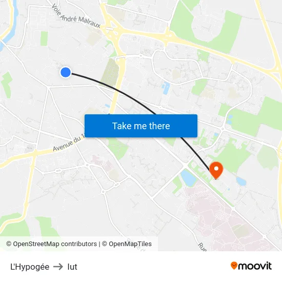 L'Hypogée to Iut map