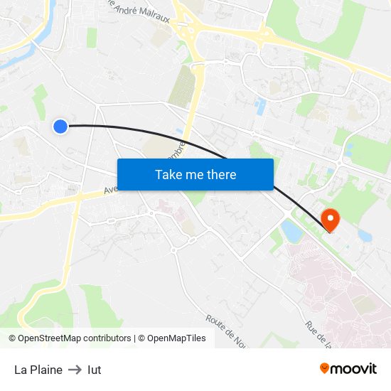 La Plaine to Iut map