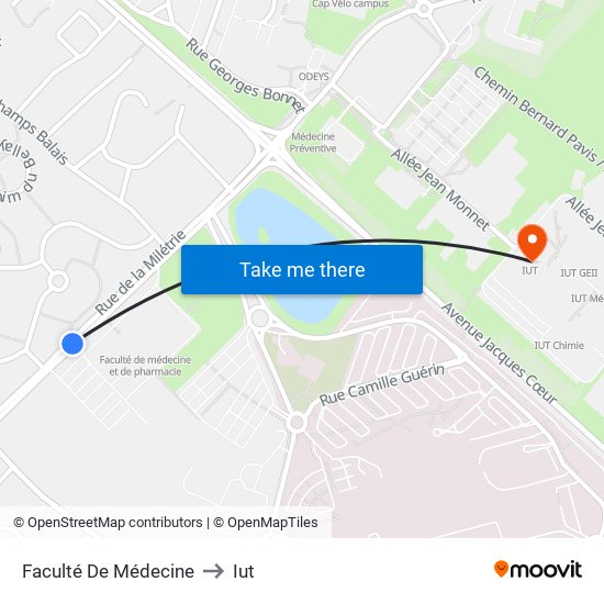 Faculté De Médecine to Iut map