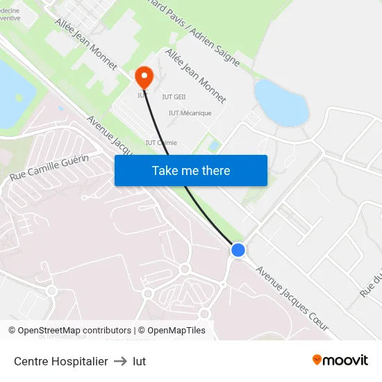 Centre Hospitalier to Iut map