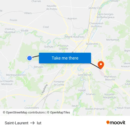 Saint-Laurent to Iut map
