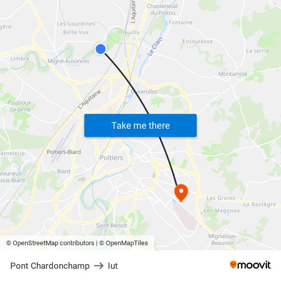 Pont Chardonchamp to Iut map