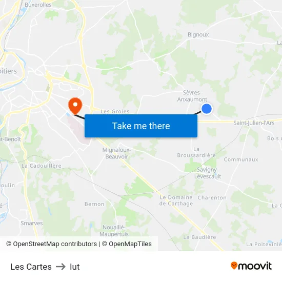 Les Cartes to Iut map