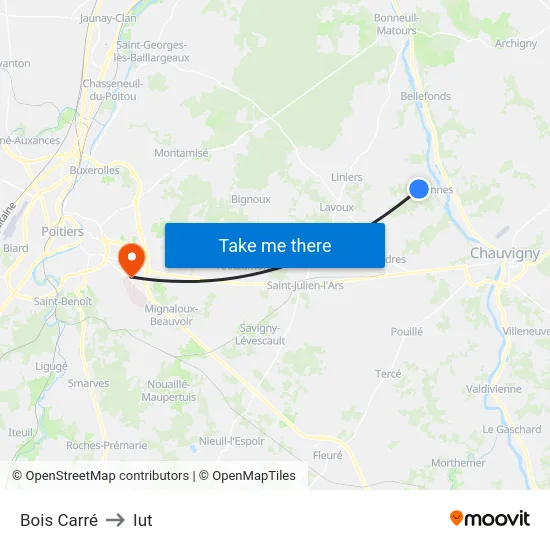 Bois Carré to Iut map