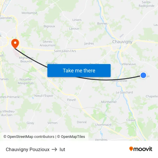 Chauvigny Pouzioux to Iut map