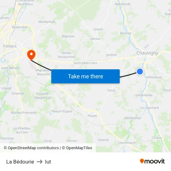 La Bédourie to Iut map