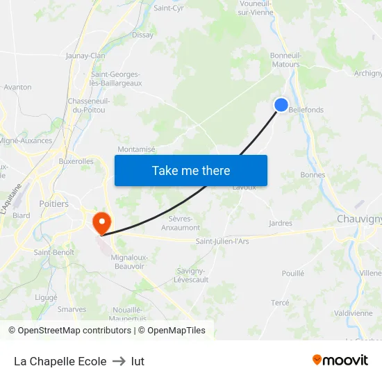 La Chapelle Ecole to Iut map