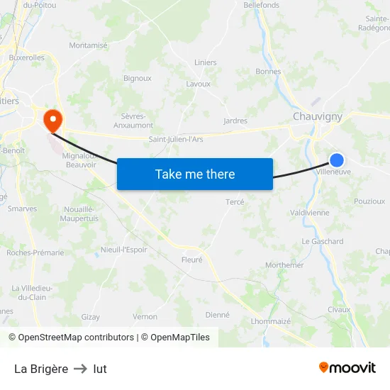 La Brigère to Iut map
