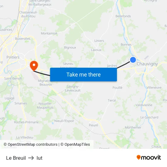 Le Breuil to Iut map