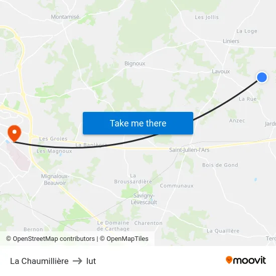 La Chaumillière to Iut map