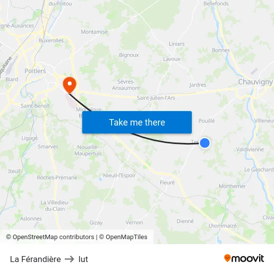 La Férandière to Iut map