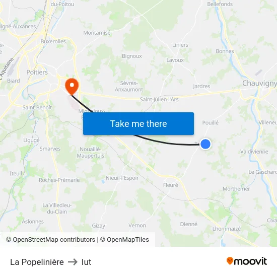 La Popelinière to Iut map