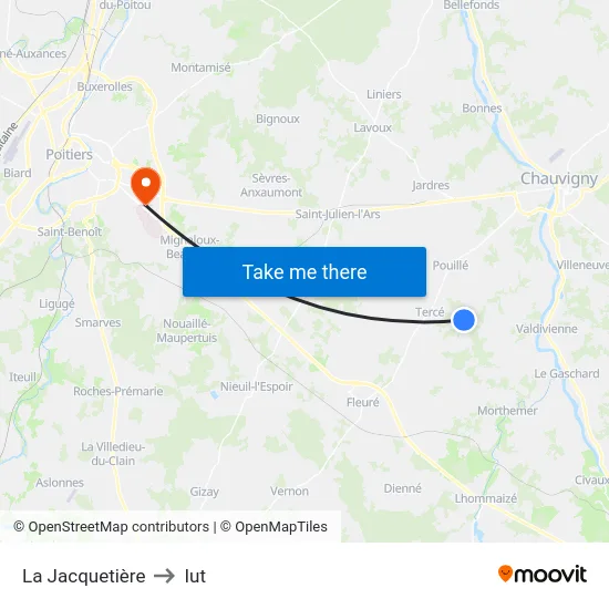 La Jacquetière to Iut map