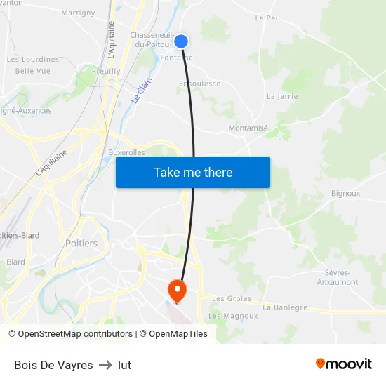 Bois De Vayres to Iut map