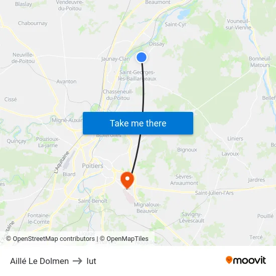 Aillé Le Dolmen to Iut map
