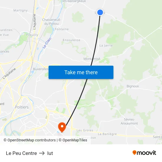 Le Peu Centre to Iut map