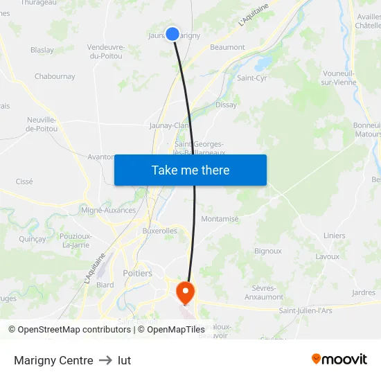 Marigny Centre to Iut map