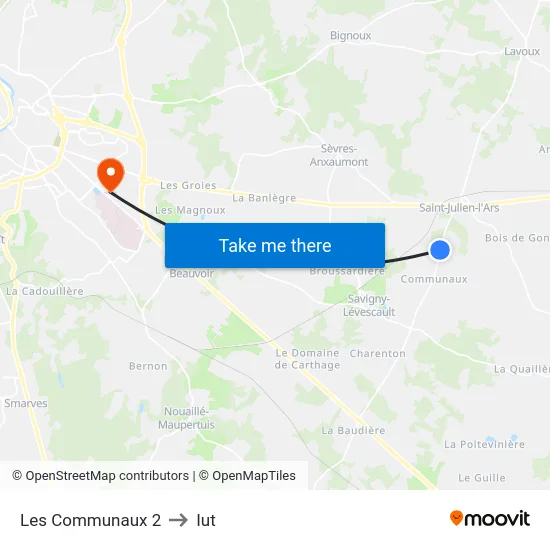 Les Communaux 2 to Iut map