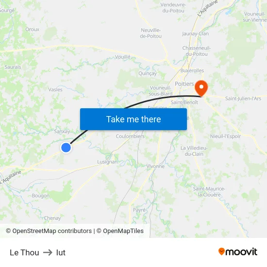 Le Thou to Iut map