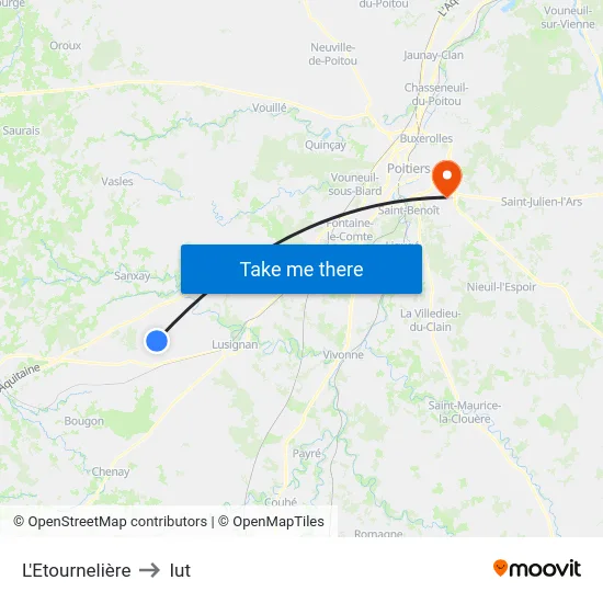 L'Etournelière to Iut map