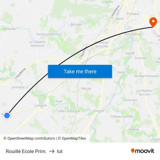 Rouillé Ecole Prim. to Iut map