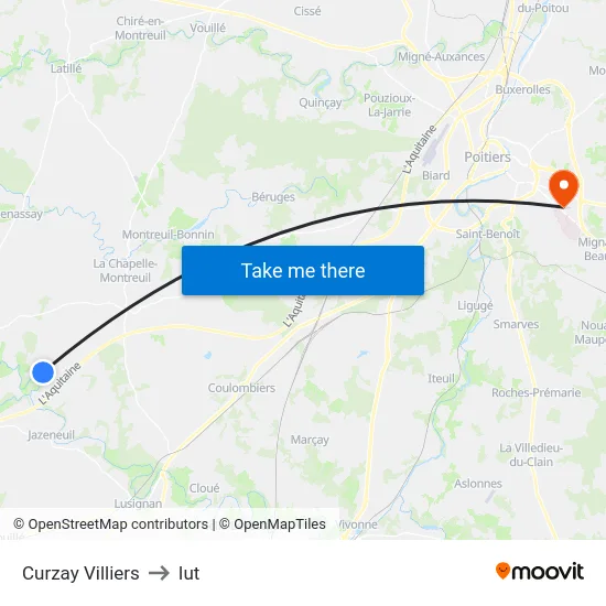 Curzay Villiers to Iut map