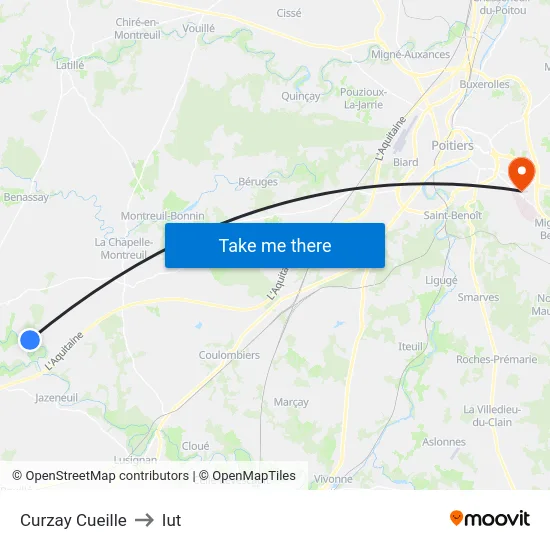 Curzay Cueille to Iut map