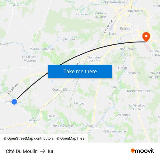 Cité Du Moulin to Iut map