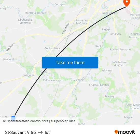 St-Sauvant Vitré to Iut map