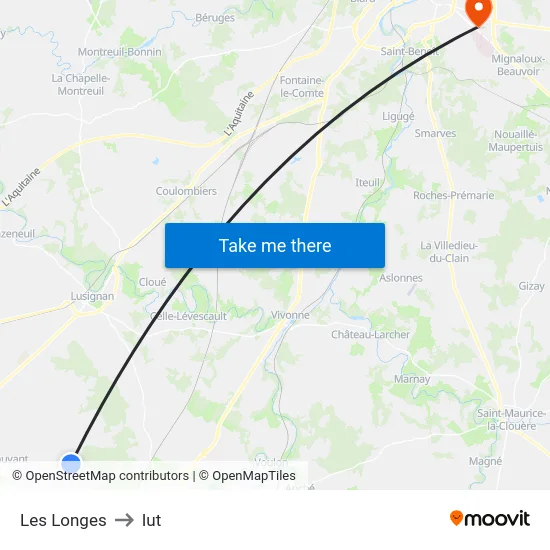 Les Longes to Iut map