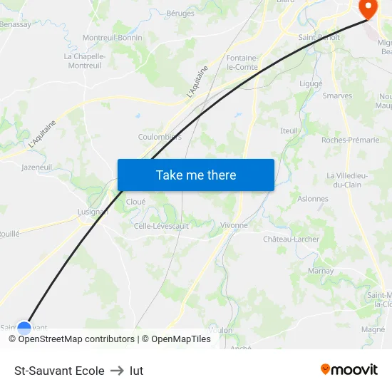 St-Sauvant Ecole to Iut map