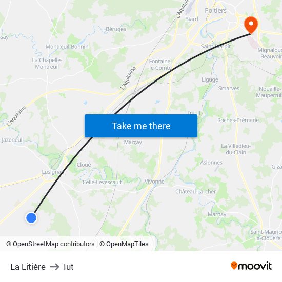 La Litière to Iut map