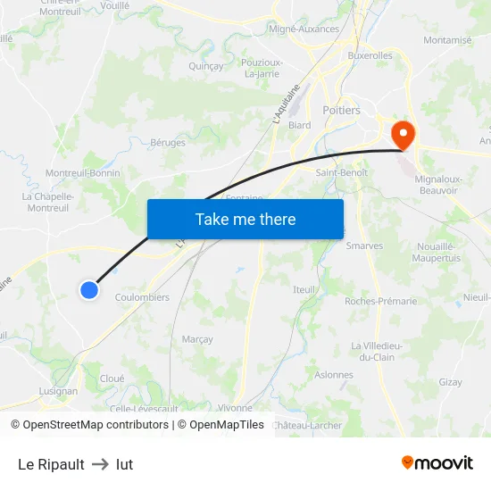 Le Ripault to Iut map